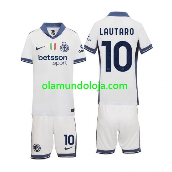 Camisola Inter de Milão Lautaro 10 Criança Equipamento Segundo 2024-2025 Manga Curta